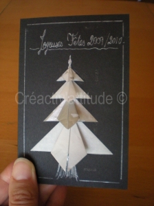 Carte sapin origami en papier et stylo gel créée par Créactiv'attitude